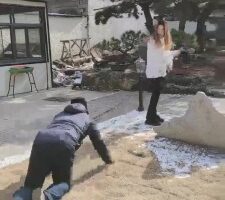 【辰辰】冰天雪地户外遛狗骑马 bf23262