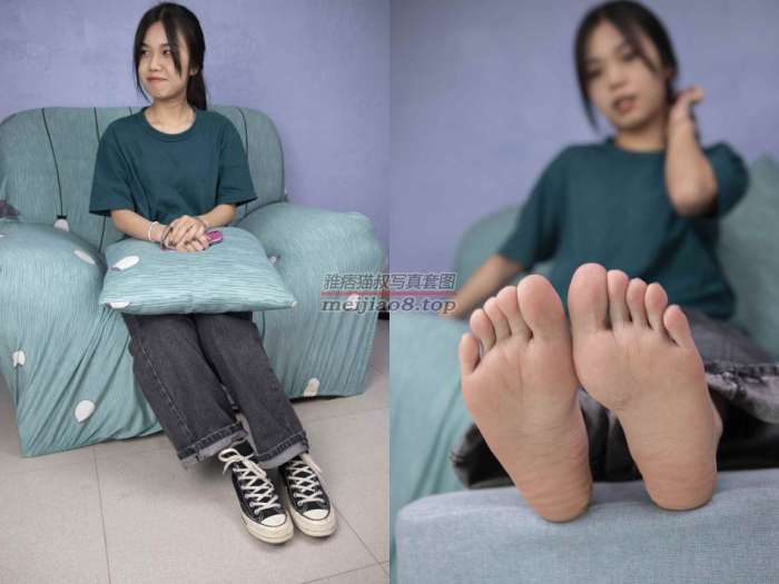 [南国足艺]32-模特小溪原味帆布鞋棉袜美脚，脚底有点脚气