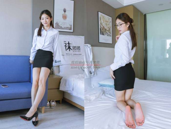 [袜啵啵]246期 小沫-高跟鞋、绿色丝袜、短肉丝、短黑丝、裸足、ol制服